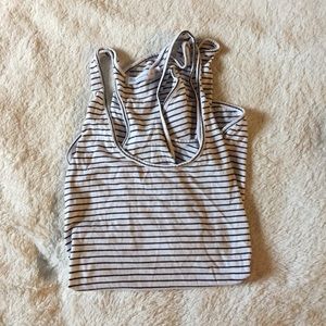 Black + white striped racerback tank