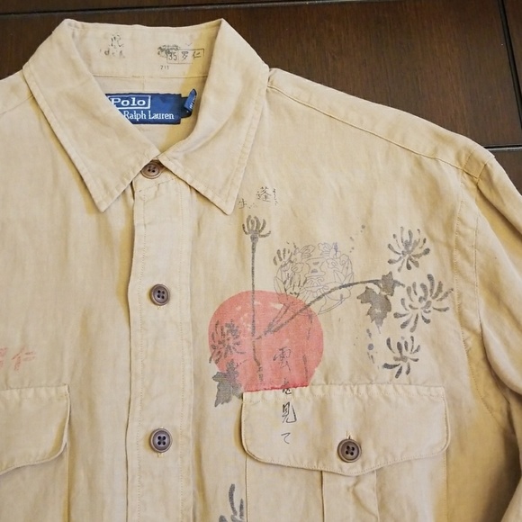 Polo Ralph Lauren Asian inspired linen shirt, med - Picture 2 of 3