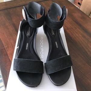 Rockport ankle strap wedge suede sandals