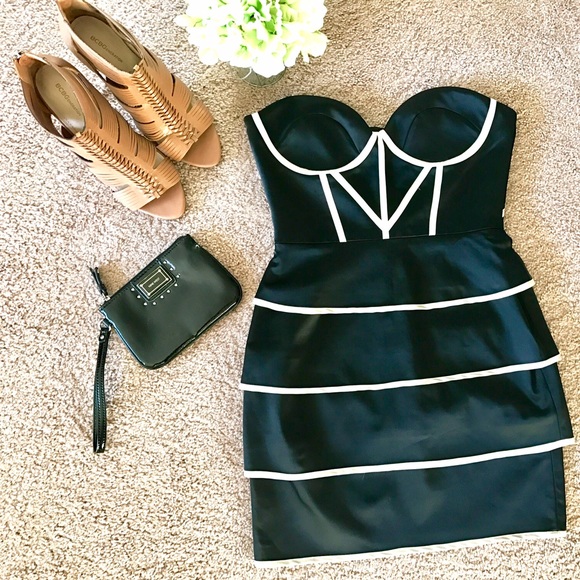 bebe Dresses & Skirts - Bebe B&W Strapless Dress