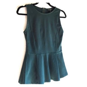 Topshop Forest Green Peplum Top