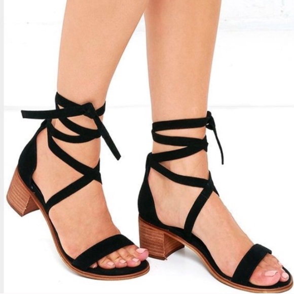 Forever 21 Shoes - Black Suede Lace Up Wrap Heel