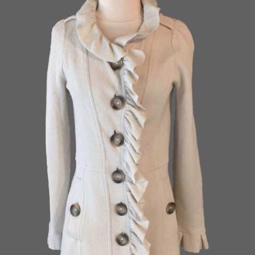 Anthropology Ivory Sweater Coat - Small