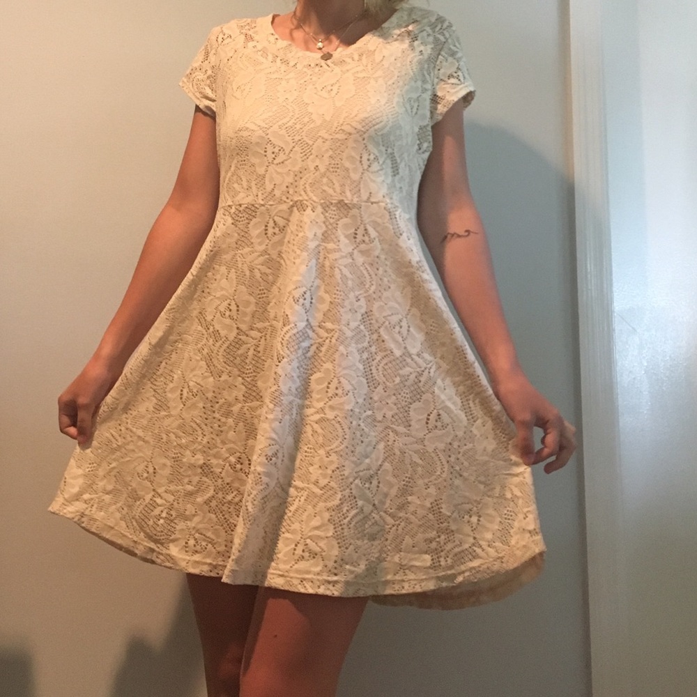 cream lace dress