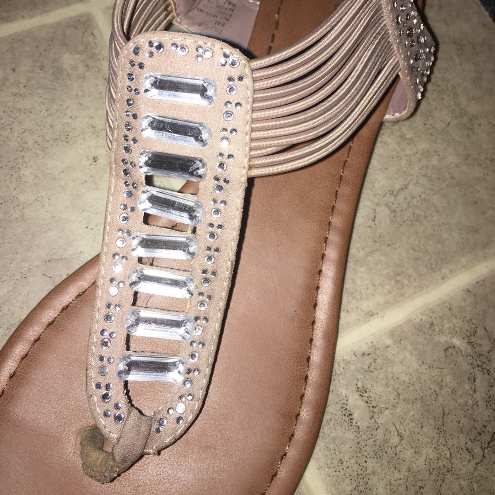 Nude Rhinestone Sandals - Picture 2 of 4
