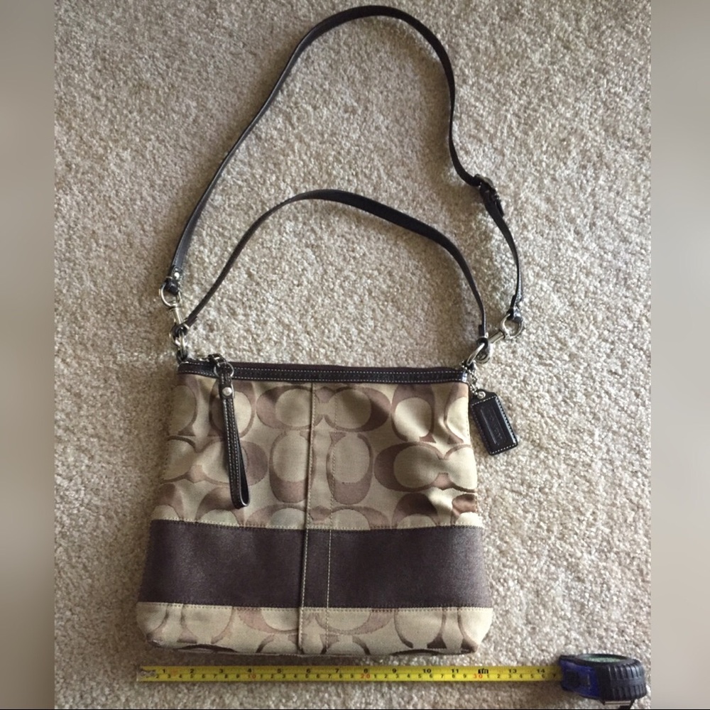 Coach Signature Stripe Convertible Handbag - Picture 1 of 4