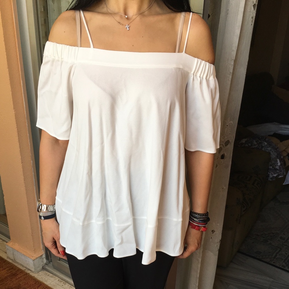 Massimo Dutti Off The Shoulder White Top