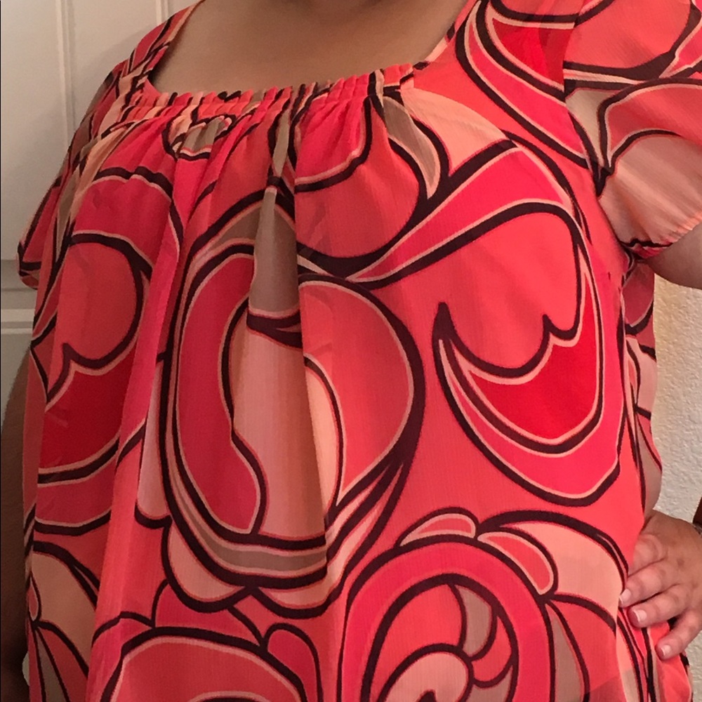 Colorful sheer top with matching tank top