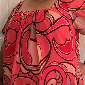 Colorful sheer top with matching tank top