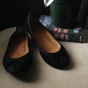 J.crew 100% suede black ballet flats, size 6.5