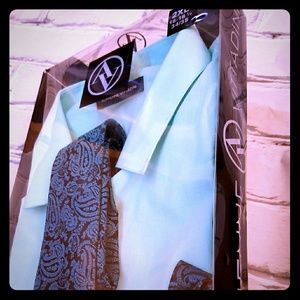 MEN 2XL (18-18.5, 34/35) DESIGNER Dress SHIRT Aqua