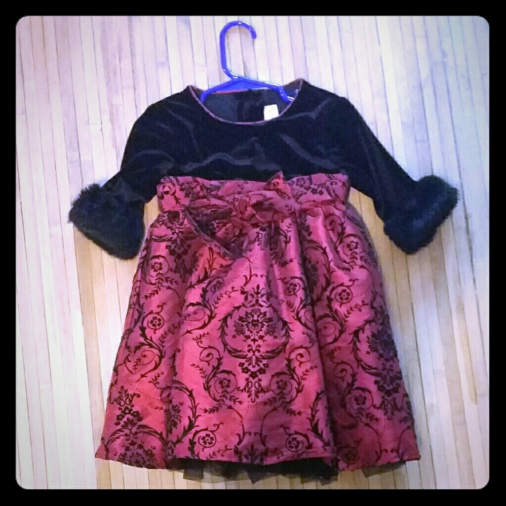 Toddler girls black and red fancy dress