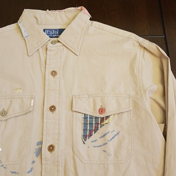 🎉HP🎉Polo Ralph Lauren Paint Splatter Patchwork M - Picture 2 of 7