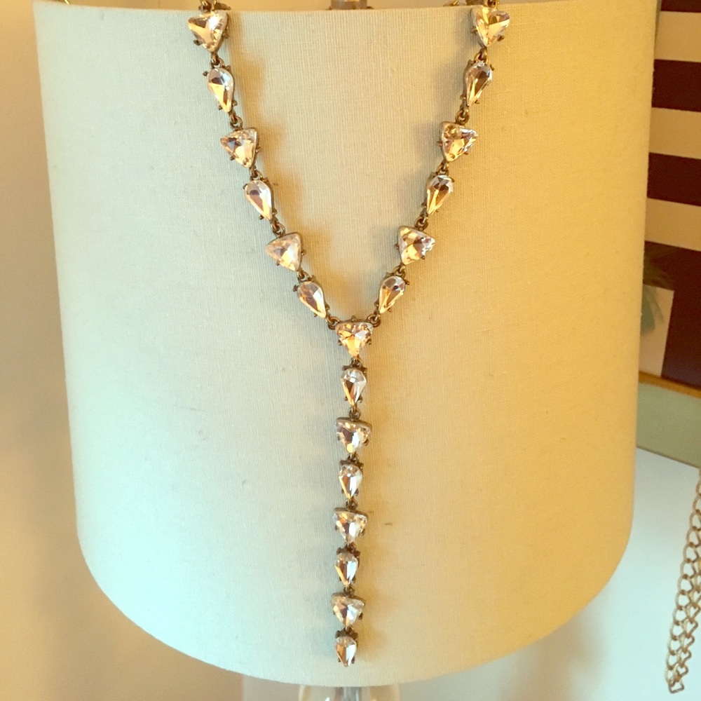BaubleBar crystal T necklace.