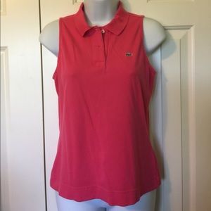 Lacoste Sleeveless Polo Coral Pink Ladies 40