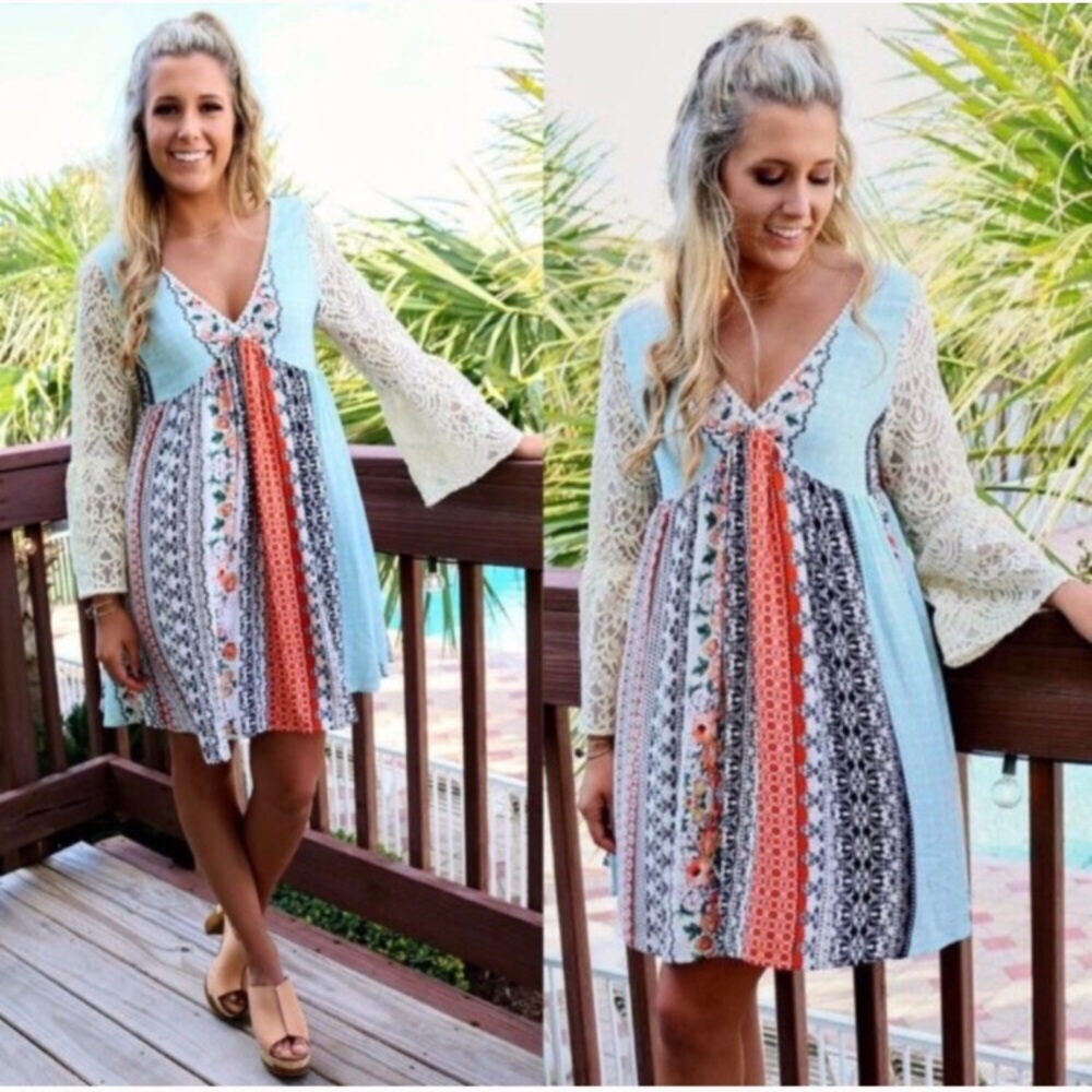 Flowy Boho Patchwork Dress