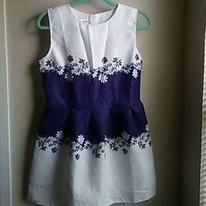 White and blue floral dress