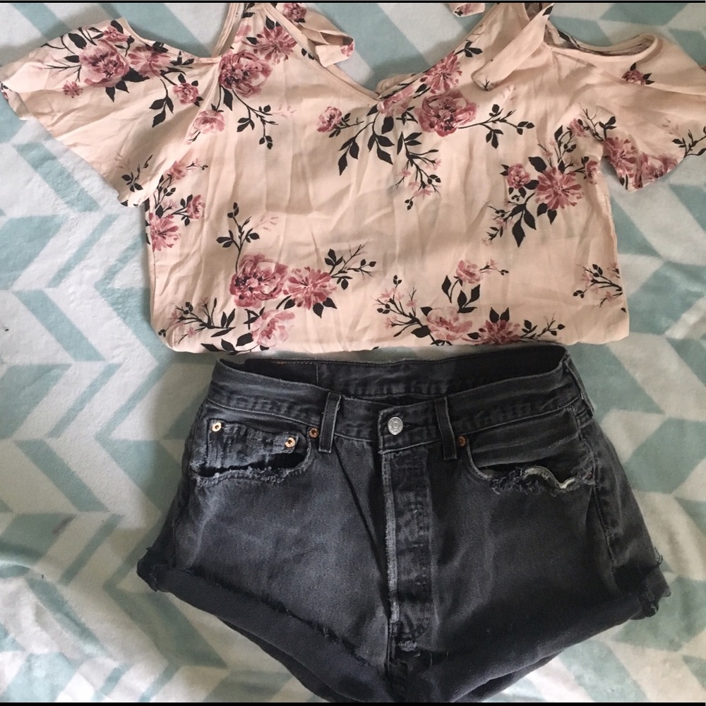Destressed Vintage Dark Levi Jean Shorts