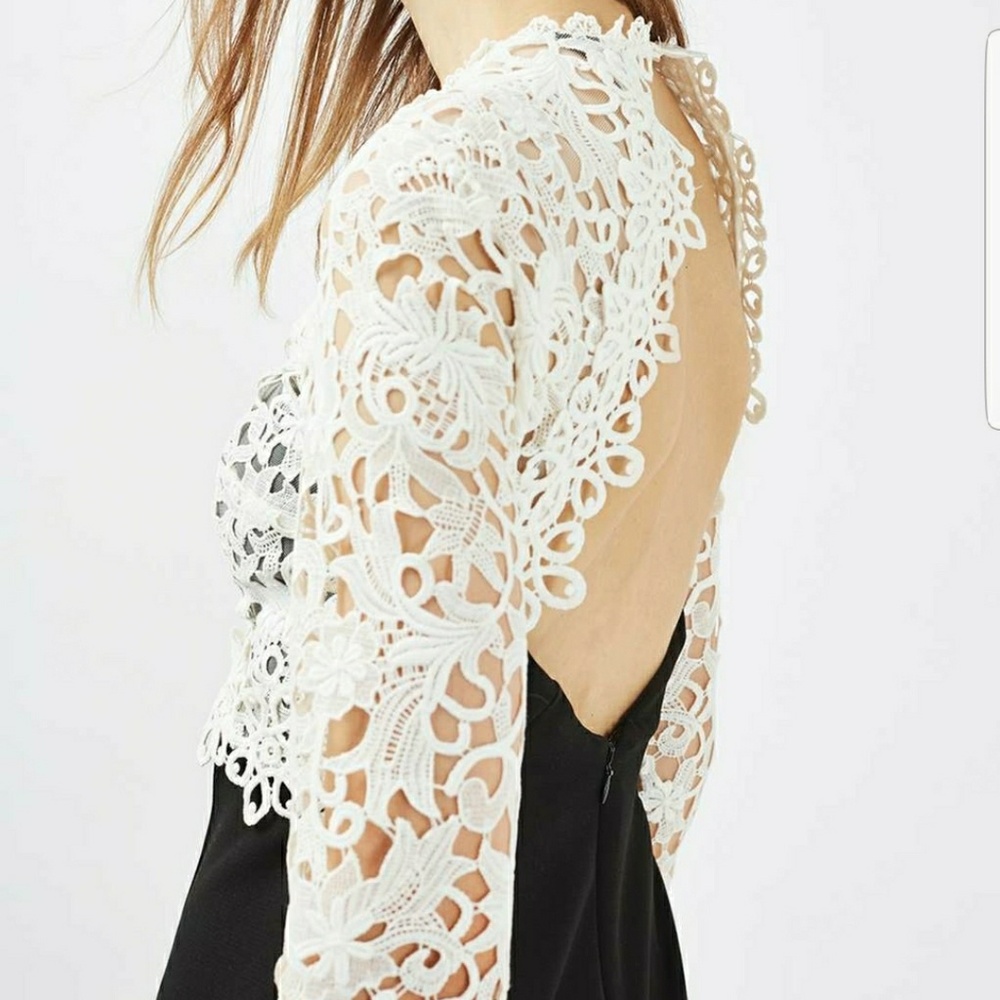 Topshop Lace Panel Playsuit - Picture 6 of 6