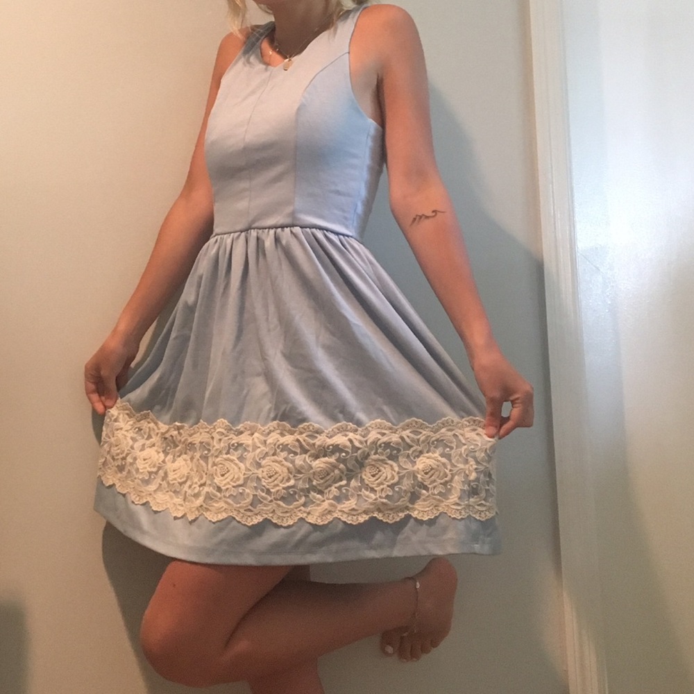 adorable blue dress with lacey bottom !!