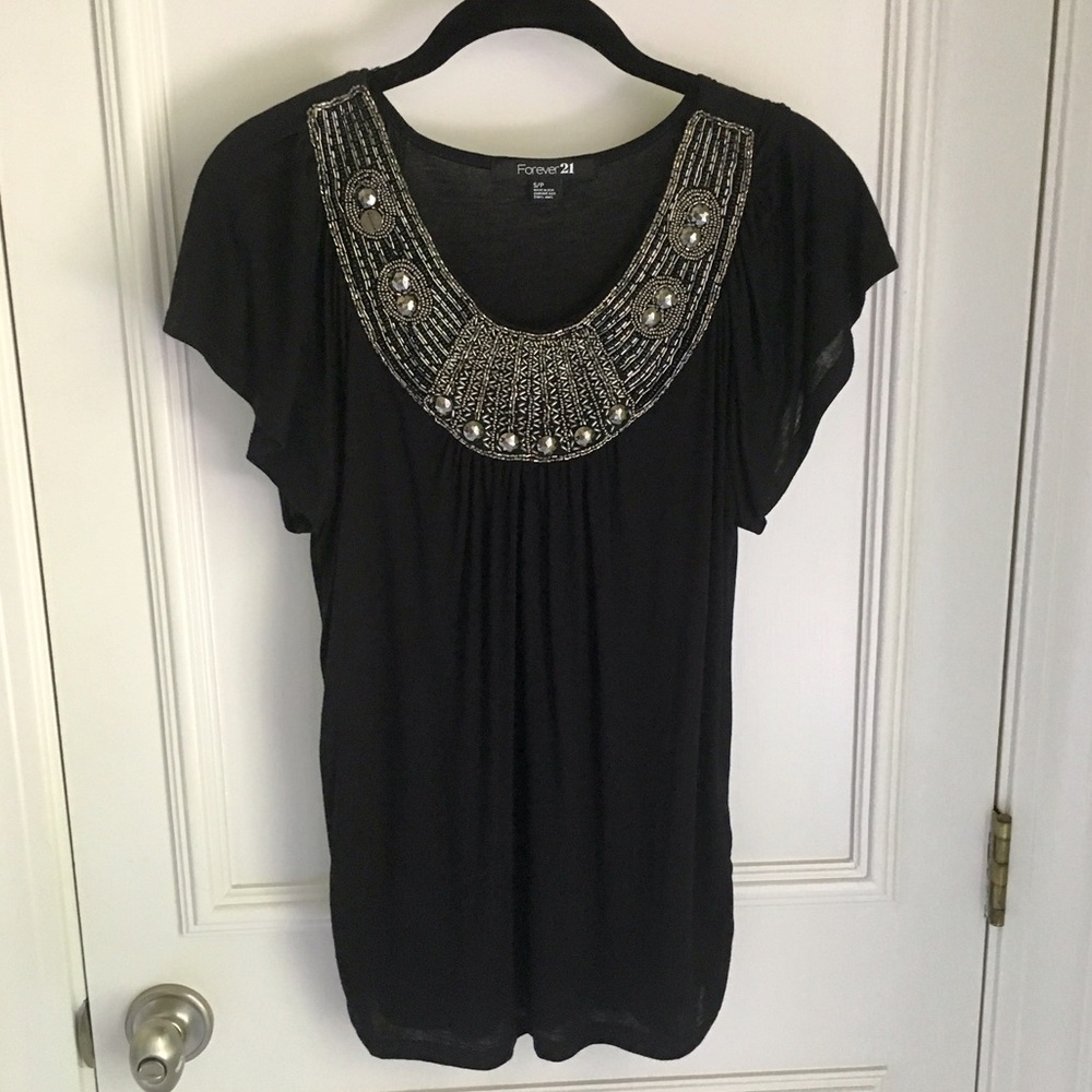 Black and Gold Beaded Top