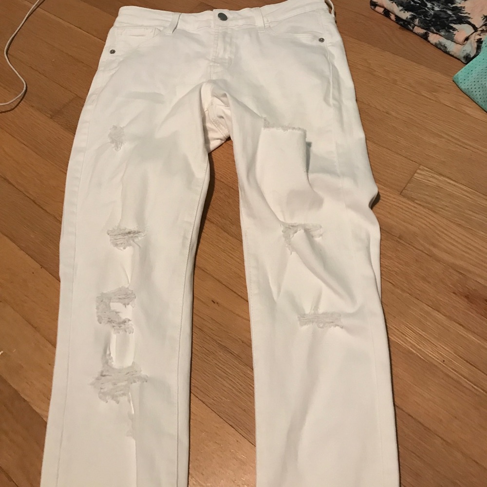 White ripped jeans