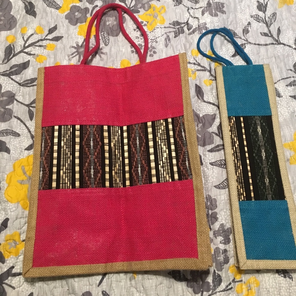 Handmade Fruit & Wine tote/Gift Bag Set
