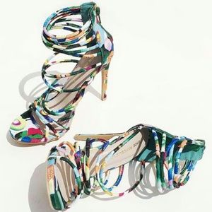 Multi-colored strappy sandals