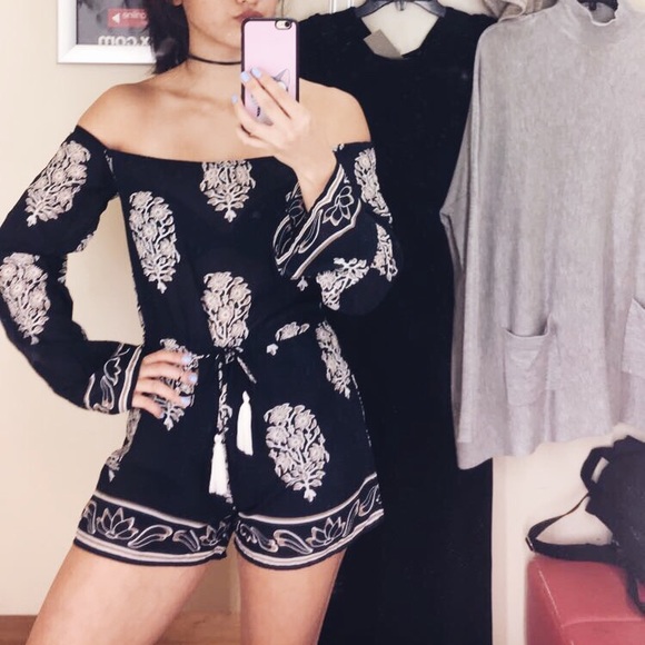 japna Dresses & Skirts - BellSleeve OfftheShoulder Romper Worn Once!