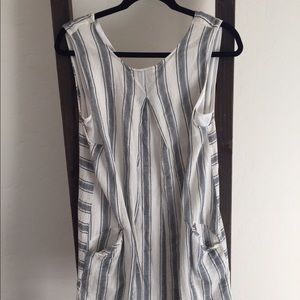Zara linen blue and white dress