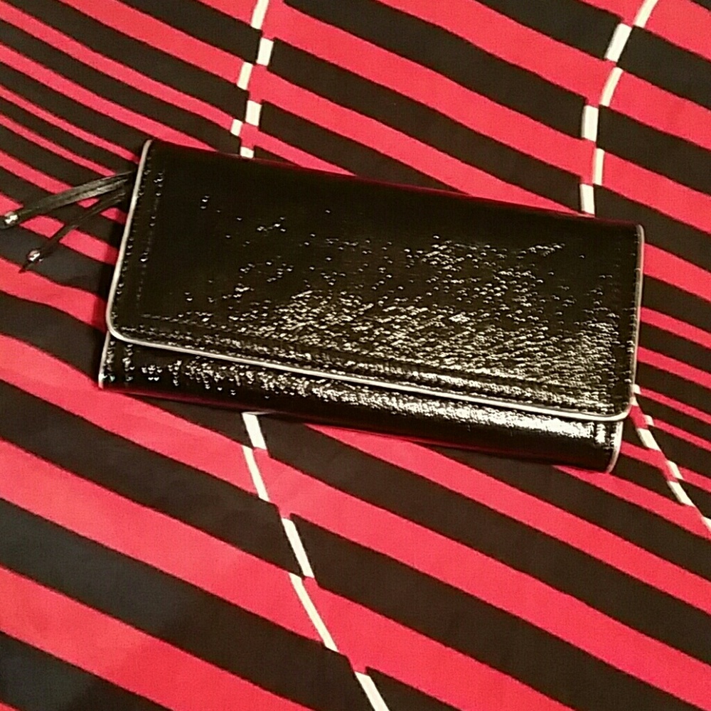 Ann Taylor Loft black shinny wallet.