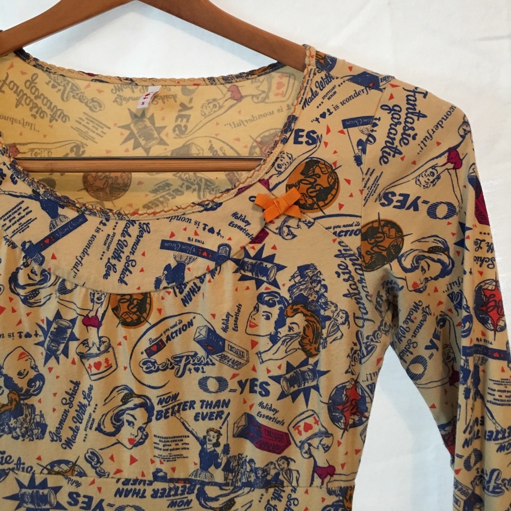 Modcloth Vintage Ad Print Cotton Dress