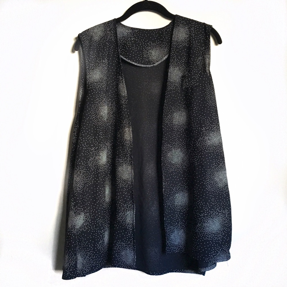 💫 open front sleeveless draped top - navy 💫