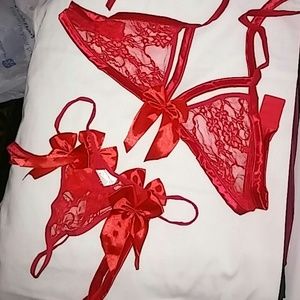 Lingerie...with bows and gartered thong