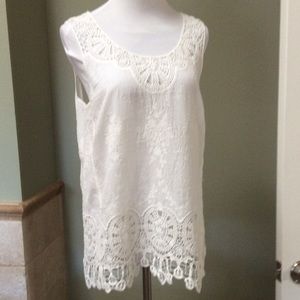 Adiva Tops - Beautiful embroidered ivory tank Adiva Tops - Beautiful embroidered ivory tank