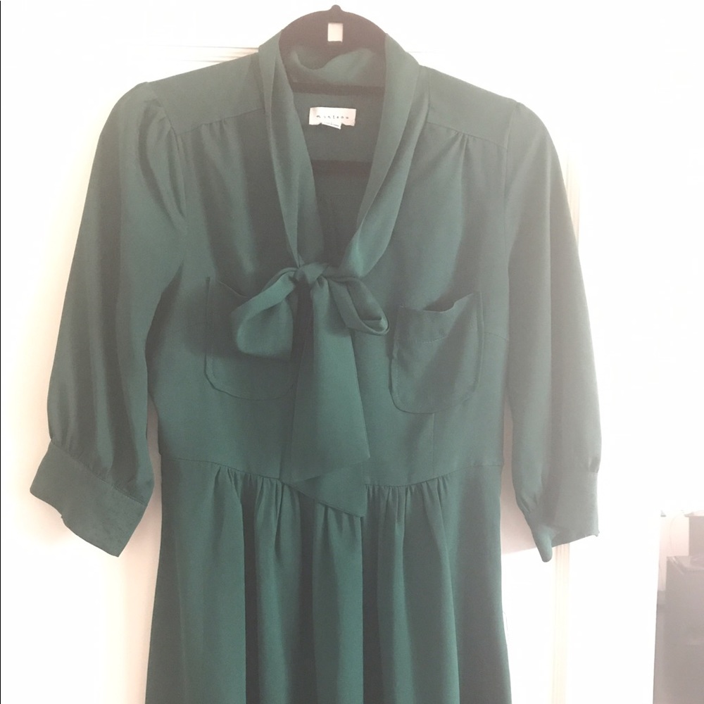 SOLD Monteau Emerald Green Pussybow Dress