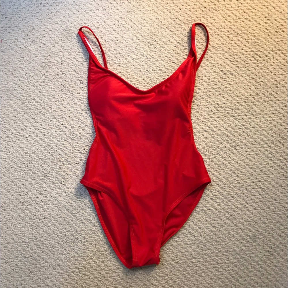 Red one piece monokini