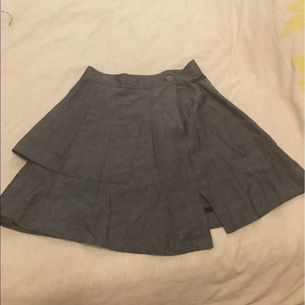 SOLD 9-H15 STCL Anthropologie Linen Tiered Skirt