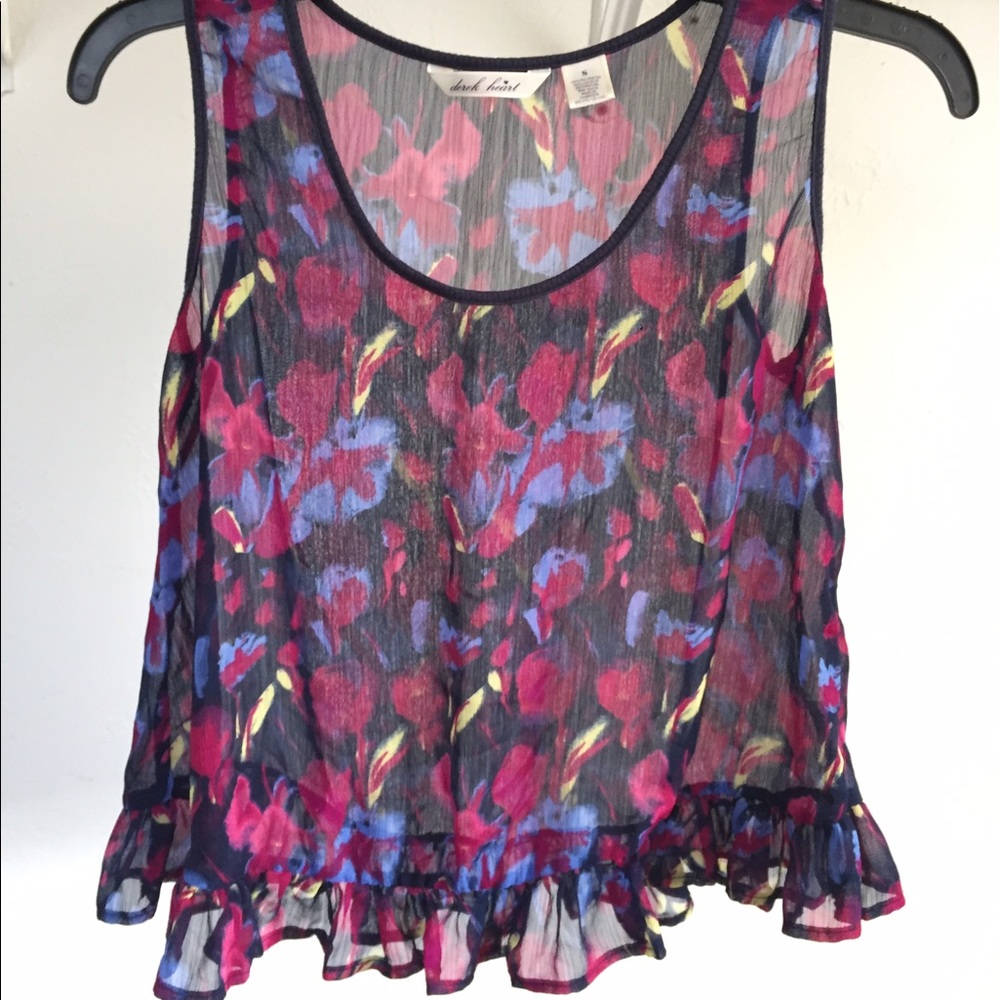 Sheer ruffled tank top
