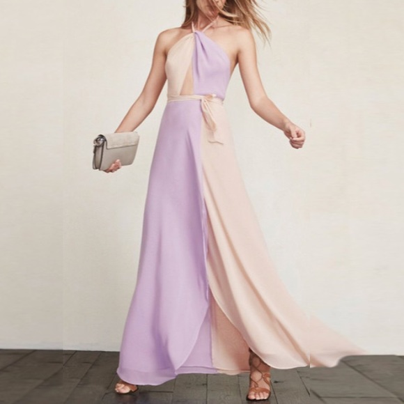 Apricot Purple Maxi DRESS Estella Halter NEW - Picture 3 of 4