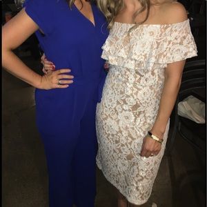 White lace off the shoulder dress