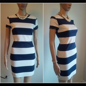 Stripy Blue & White T - shirt Dress
