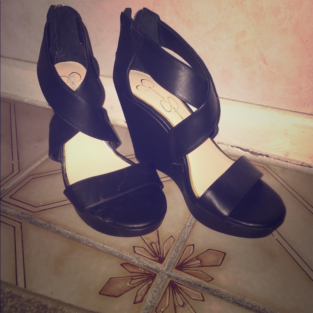 Jessica Simpson Black Wedges