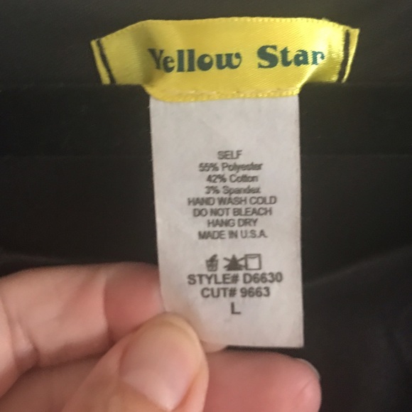 SOLD Yellow Star Black Dress w/Champagne Lace Trim - Picture 3 of 3