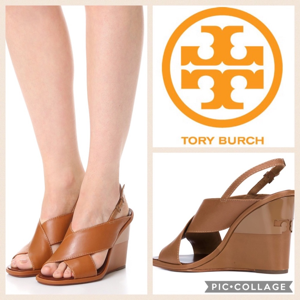 Tory Burch Gabrielle Wedge Sandal {Royal Tan} 8.5