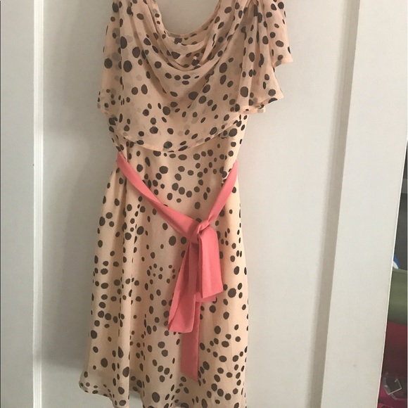SOLD Esley Rose/Pink Polka Dot Dress w/Satin Sash - Picture 2 of 3