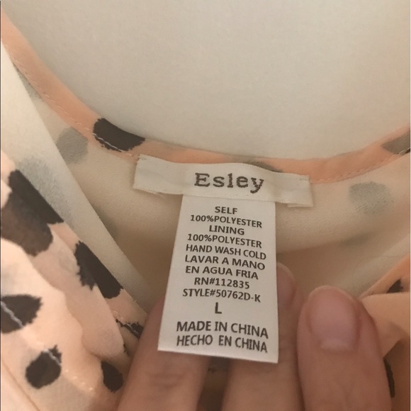 SOLD Esley Rose/Pink Polka Dot Dress w/Satin Sash - Picture 3 of 3