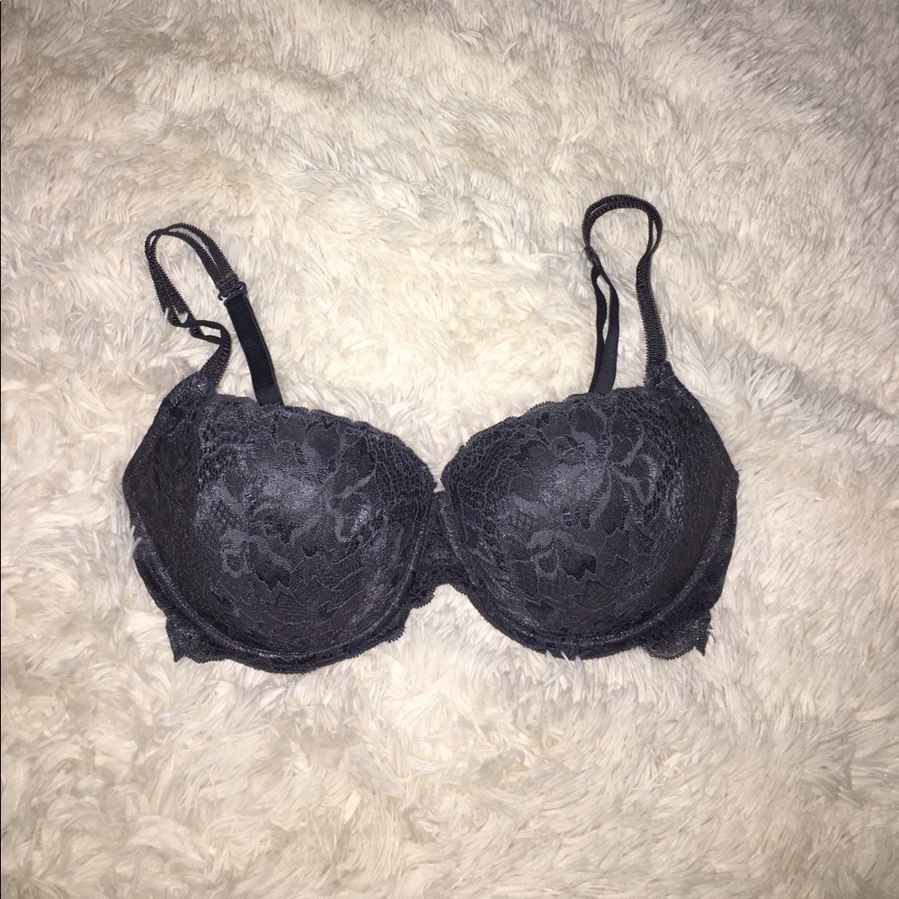 Gray Lace Push Up Bra