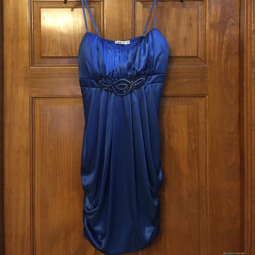 Blue silky dress