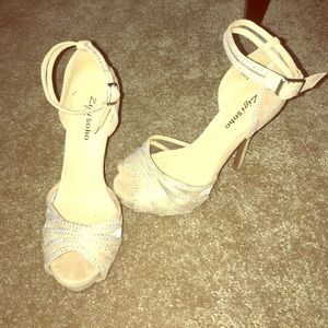 Nude Jeweled Heels
